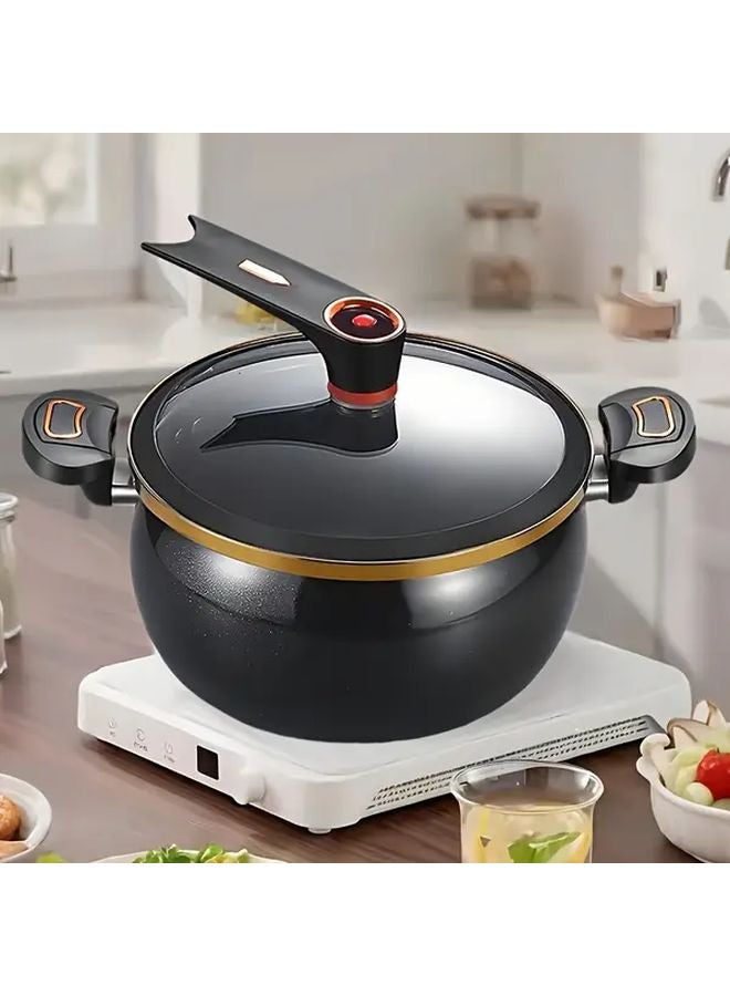 Black Wrought Iron Induction Soup Pan 26cm Large Capacity Frying Pot - Image 1